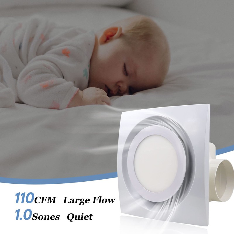 Bathroom Exhaust Fan with LED Light, Bathroom Fan with Light,