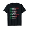 Pasta Italian Food Tshirt Foodie Chef List of Pastas Tee