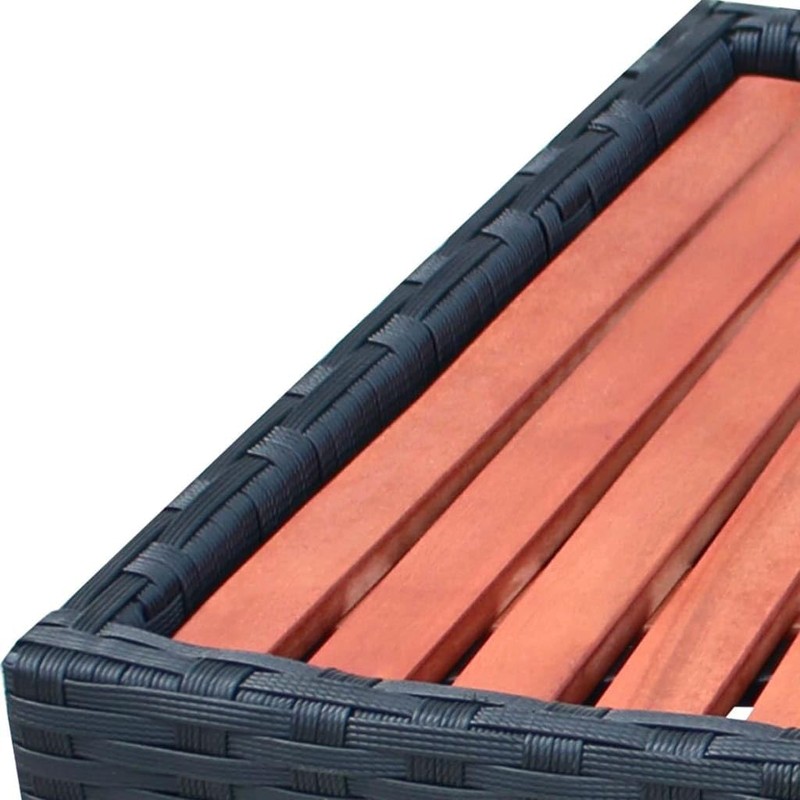 vidaXL Spa/Hot Tub Step, Powder-Coated Steel Frame, Eucalyptus Tropical Hardwood,