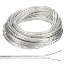 PATIKIL 65Ft 18/2 PVC Covered Wire, 300V SPT-1 Lamp Cord Isoliertes hitzebeständiges elektronisches flexibles Kabel für LED-Lampendraht, Audiokabel, Lautsprecher, klar, UL-gelistet