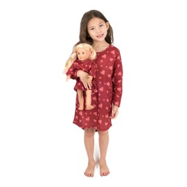 Leveret Kids & Toddler Matching Doll & Girl Nightgown Hearts (Size 12 Years)