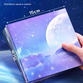 XIANFANG 150 Sheets Double Sided Origami Paper Kit, 6 x 6 Inch Beautiful Galaxy Star Pattern Paper, 36 Unique Designs for Easy Folding Crafts, Arts, and DIY Projects for Adults with a Pen Bag