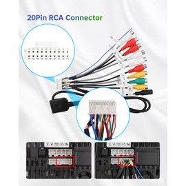 20Pin Android Car Stereo RCA Wiring Harness Adapter with 4G Sim Card Slot(no Sim Card) Mic Audio Input/Output Cable Wire Adapter Compatible for Aftermarket Android Radio with 16pin Power