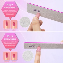 Nail File 100/180 Grit Professional Reusable 25 PCS Double Sides Washable Nail Files for Acrylic and Natural Nails Manicure Tools Suit for Home Salon