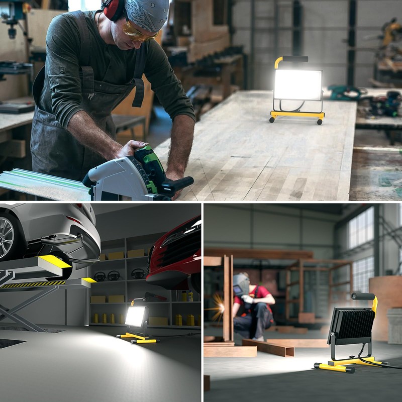 Olafus 60W LED Work Lights, 8400LM Portable Flood Light with