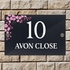 Badgemaster Floral Modern Anthracite House Number Sign Plaque Stainless Steel