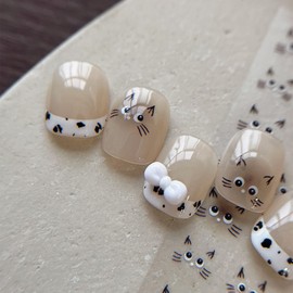 4 Sheets Cats Series Nail Stickers Cats Lover Nail Art Stickers Embossed Nail Decals with Siamese Calico Cat Black Cat Designs Cute DIY Self-Adhesive Nail Art Supplies