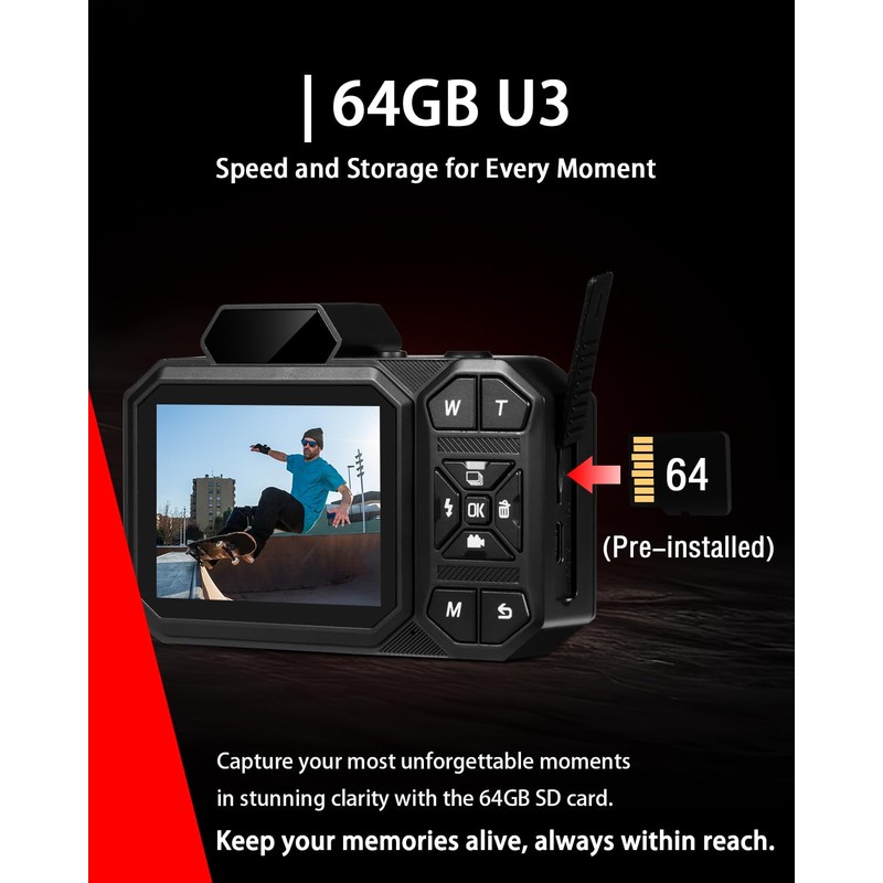 Digital Camera, Bextgoo 4K Vlogging Camera with 64GB Card, 48MP