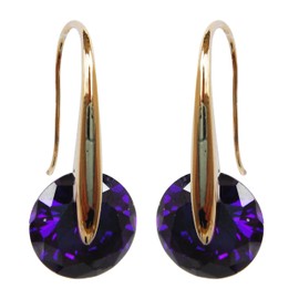 Navachi 18k Gold Plated Purple Circle Zircon Dangle Drop Earrings