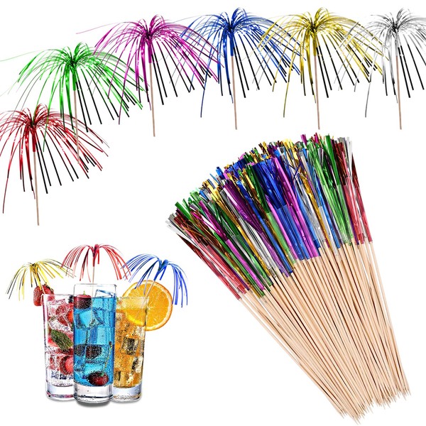 Pack of 150 Cocktail Decoration Cocktail Accessories Decoration Palm Tree Cocktail Picks Cocktail Fireworks Decoration Cocktail Party Decorations for Cocktail, Drinks, Fruit, Wedding Banquet, Party