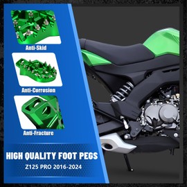 IUVWISN Motorcycle Foot Pegs Footpegs Rest Pedal MX Style CNC for Z125 Pro 2016-2024 Green