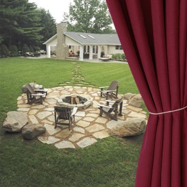 LORDTEX Linen Look Indoor/Outdoor Curtains, 52" W x 108" L, Red Waterproof, Privacy, Sun Blocking Textured Grommet Curtains for Patio, Pergola, Porch, Deck, Lanai, and Cabana, Set of 2 Panels