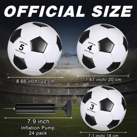 Sotiff 24 Pcs Size 5/4 Soccer Ball Bulk with 24 Pump Deflated Soccer Balls for Kids Teen Football Bulk for Game Training School Team Sports Adults Player Practice Outdoor(Black White,Size 4)