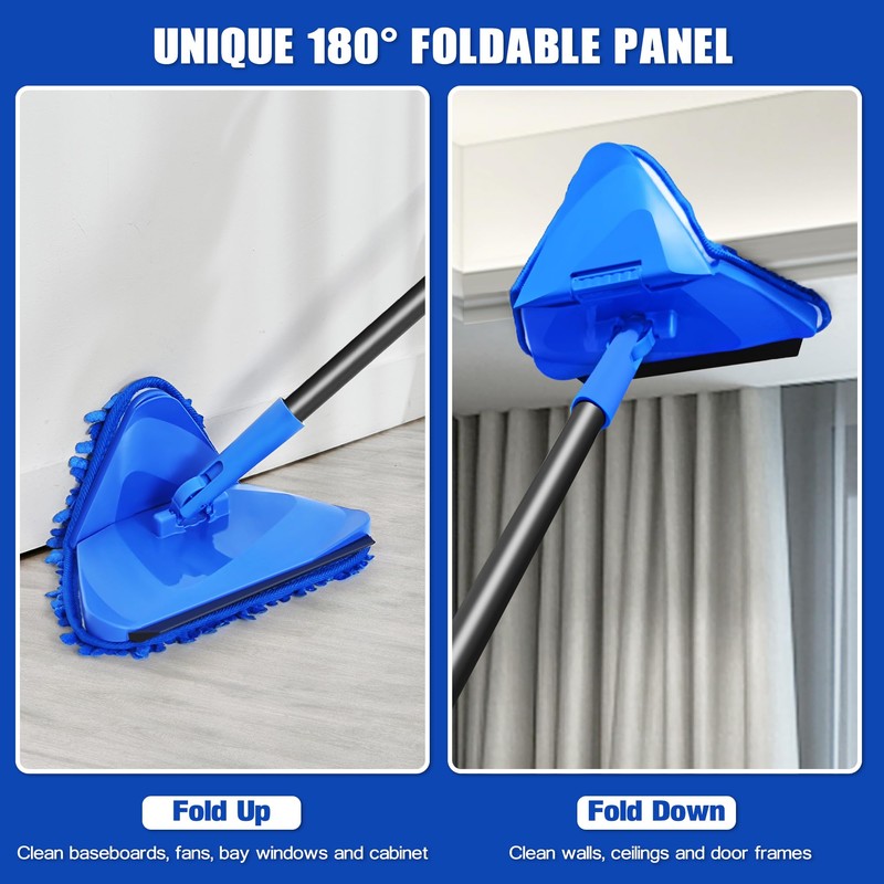 Dolanx Wall Mop Cleaner Long Handle 80 inches, 180° Folding
