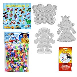 My First Hama Maxi Ironing Beads Starter Set 2 (3 Pin Plates, 600 Beads, Template Book, Ironing Paper)