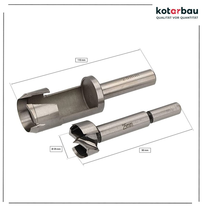 KOTARBAU® Milling Cutter & Drill Bit Set 25 mm Wood