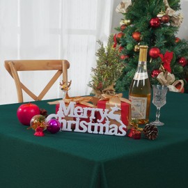 Yrendenge Green Linen Christmas Tablecloth, Water Resistant Tablecloth, Washable Wrinkle Resistant Tablecloth, Kitchen Party Christmas Decoration Tablecloth, 51x110in(130 x 280cm)