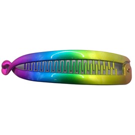 Topkids Accessories Banana Clips Banana Fish for Women Girls Kids Long Thick Wide Teeth Lightweight Double Grippers Styling Products (Rainbow Metallic Banana Clip, 6.1")