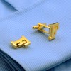 A-Z Initial Cufflink for Men, Classic 18k Gold Silver Black