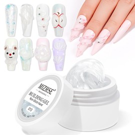 MIZHSE Solid Builder Gel, Aurora White 3D Gel Nail Art for Carved Embossing, Hard Glitter Solid Builder Nail Glue for DIY Manicure, Nail Sculpture Non Stick Hand 3D Nail Art, 15 g, Pack of 1