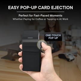 PRIMEHIVE Slim RFID Blocking Pop Up Card Holder Wallet—Minimalist Leather Credit Card Case for Men & Women—Front Pocket Wallet with Secure ID Slot—Travel-Friendly, Durable & Stylish Design