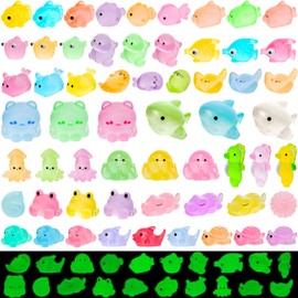 60 Pcs Luminous Mini Ocean Resin Animals 20 Style Bulk to Hide Tiny Sea Animals Figures Glow in The Dark Miniature Resin Turtles for DIY Dollhouse Garden Micro Landscape Aquarium Fish Tank Sea Decor