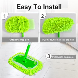 Reusable Mop Pads for Swiffer Sweeper Mop, Microfiber Washable Wet & Dry Use 4-Pack Mop Pad Head Replacement for Swiffer Sweeper Mop