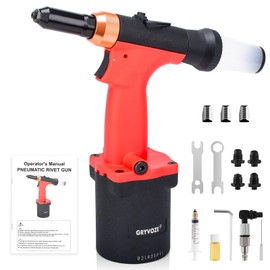 GRYVOZE Pneumatic Rivet Gun Air Pop Riveter Tool Kit with 3/32", 1/8", 5/32", 3/16" Rivet Nozzles, Self-Suction Pneumatic Riveting Gun, Upgraded Air Riveter Hydraulic Pop Riveting Rivets Tool