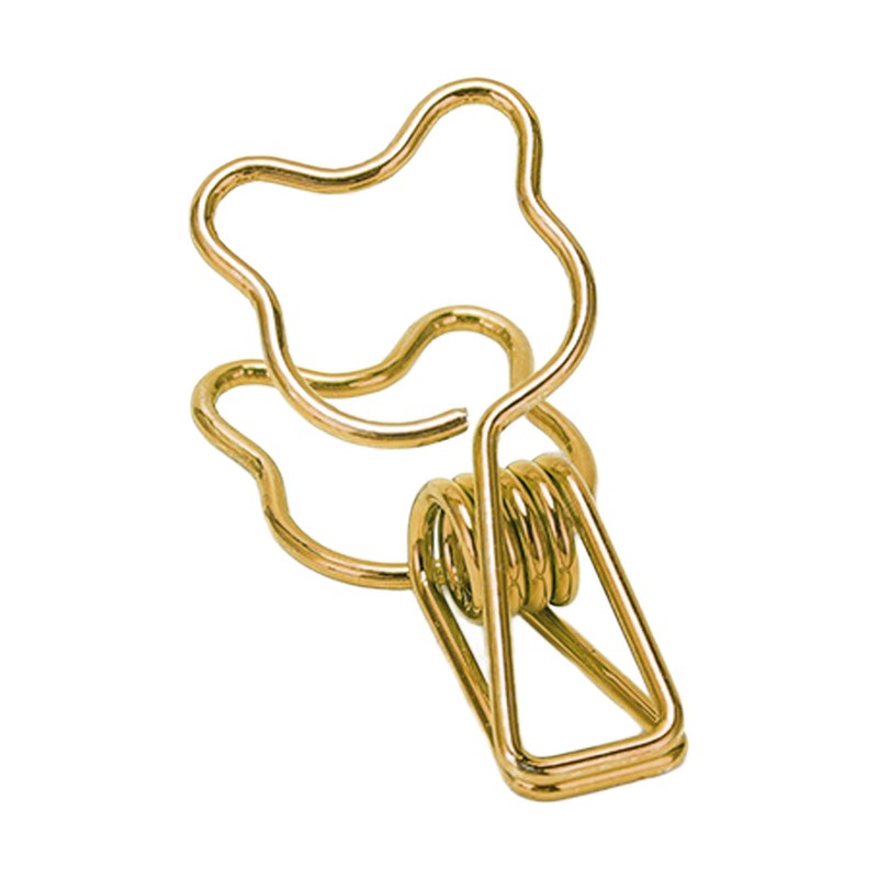 100pcs Binder Clip Hollow Cartoon Bear Long Tail Metal Paper