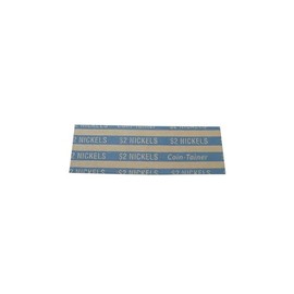 CONTROLTEK Flat Tubular Coin Wrap, Nickels, $2.00, Blue, 1,000/box