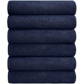 Pleasant Home - Juego de 6 toallas de mano, 16 x 28 pulgadas, 100% algodón, 500 g/m², uso profesional para hoteles, hospitalidad, spas, salones, ligeras y duraderas, juego de toallas de baño, color azul marino