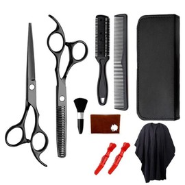 Home self-cutting scissors 11-piece set beauty haircut hair - black 11-piece set / 가정용 셀프 커트 가위집 11 종 세트 미용 이발 헤어 - 블랙11종세트