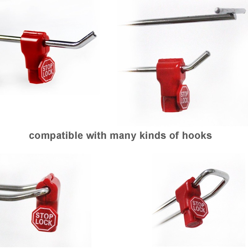 Betertek Peg Hook Locks Stop Lock 100pcs Plastic red Stop