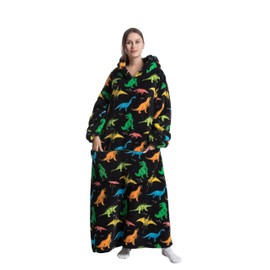 Capecage Oversized Blanket Hoodie Extra Long Womens Blanket Hoodie Long Big Blanket Hoodie Wearable Blanket Hoodie Puppy (Dinosaur