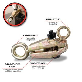 Performance Tool W80545 5-Ton, 2-Way Autobody Frame Pull Clamp for Frame Straightening and Body Repair Work