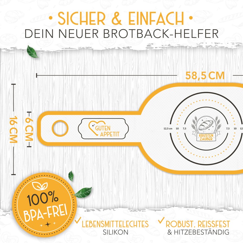 KRUSTENZAUBER Ovale Brotschlinge aus langlebigen Silikon als Brot backen Zubehör