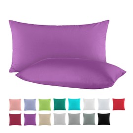 BaSaTex Double Pack Cotton Renforcé Cushion Cover 40 x 60 cm 100% Cotton Cushion Covers in Purple