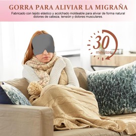 Gorro para Migraña, Gorra Frío para Aliviar ei Dolor de Cabeza, Flexible y Reutilizable, Trae 10 Bolsas de Hielo, para ei Alivio Del EstréS, Migraña y Ojos Hinchados (Gris)