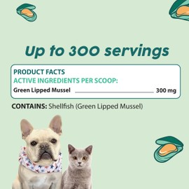 Benji & Louie Green Lipped Mussels for Dogs and Cats 3.17 oz (90g) - 300 Servings - Sourced from USA - Rich in Omega-3 Fatty Acids for Joint, Skin & Coat Health