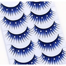Erioctry 5 Pairs False Lashes with Rhinestone 3D Handmade Natural Thick Comfortable Fake Eye Lashes Reusable Exaggerated Eyelash Fluffy Volume Eye Lashes for Daily Use Party Festival