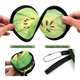 Quacc 3 PCS Round Foldable Hand Fans, Fruit Style Handheld Folding Fan Portable Cooling Fans for Summer Events, Outdoor Travel, Festival Party Decorations, Game Favors