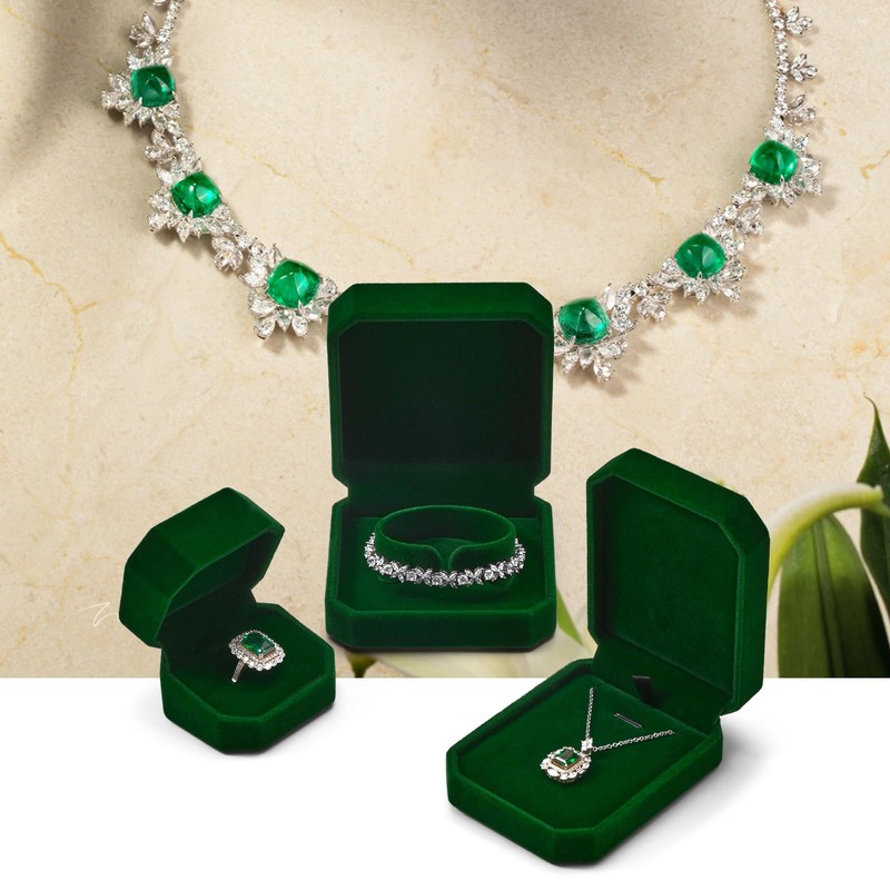 Oirlv Dark Green Velvet Ring Box Single Ring Storge Box