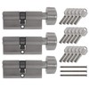 3x Knob Cylinder KD 60 mm 30/30 Keyed Alike Including