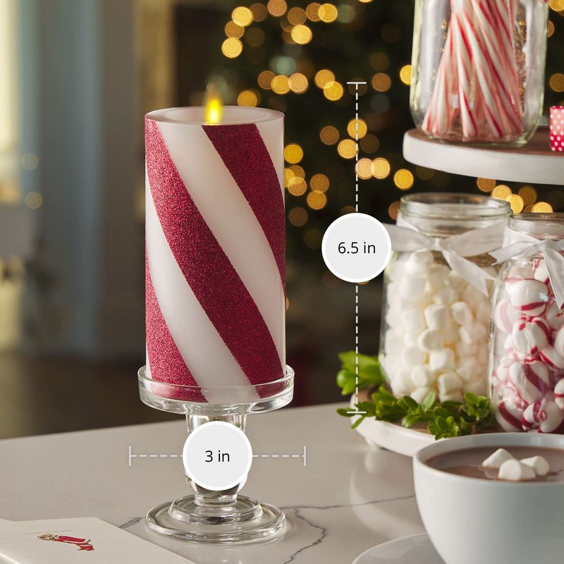 Luminara Candy Cane Flameless Moving Flame LED Candle (6.5-inch) Real