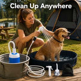 Portable Rechargeable Outdoor Shower for Camping - 4000mAh Handheld Pump Kit for Pets, Cars & Garden Use