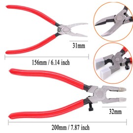 Qovydx 2Pcs Premium Glass Cutting Running Pliers & Breaking Pliers Kit, Heavy Duty Stained Glass Grozing Tool with Rubber Tips, Limited Warranty