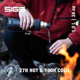 SIGG - Insulated Water Bottle - Thermal Flask Apline Star - 27 Hot and 100 Cold - With Cup - Leak-proof - Dishwasher Safe - BPA-Free - 18/8 Stainless Steel - Beige - 1L