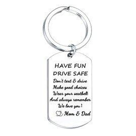 Drive Safe Keychain New Driver Gift to Daughter Son from Mom Dad 16 Years Old Keychain Gifts for Daughter Son