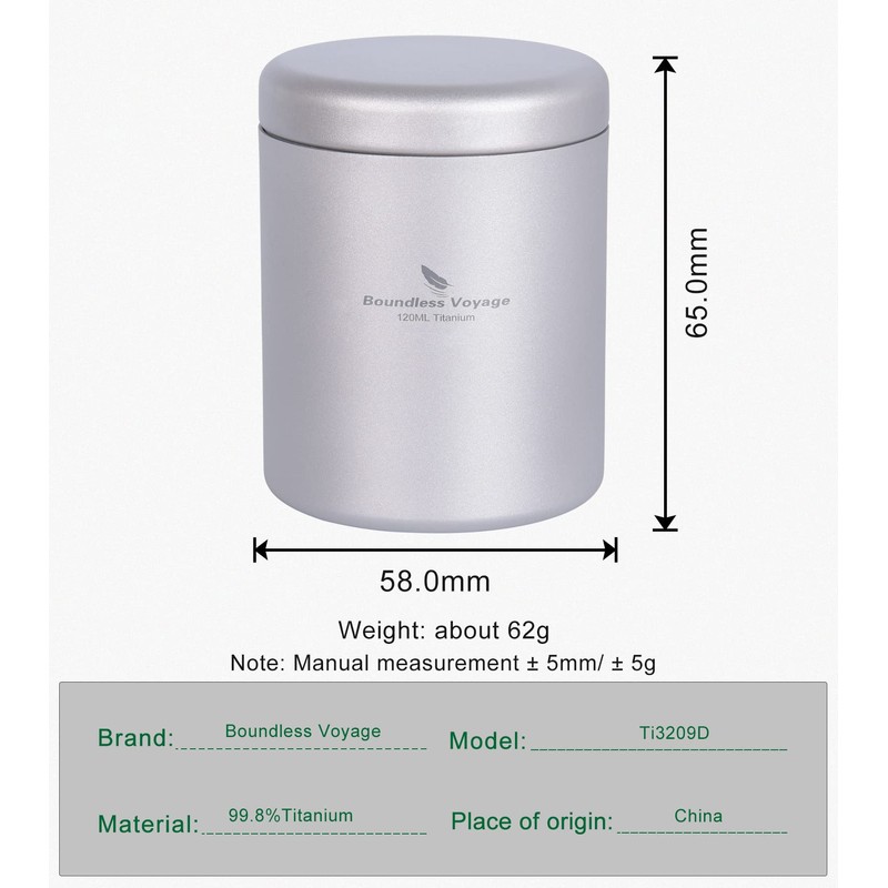Boundless Voyage Titanium Tea Caddy Tea Canister Ultralight Portable &