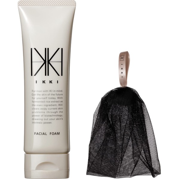 IKKI Facial Foam with Foaming Net Foam, Facial Cleansing Foam, Facial Cleanser, Skin Care, Men's Skin Care, 2.8 oz (80 g)